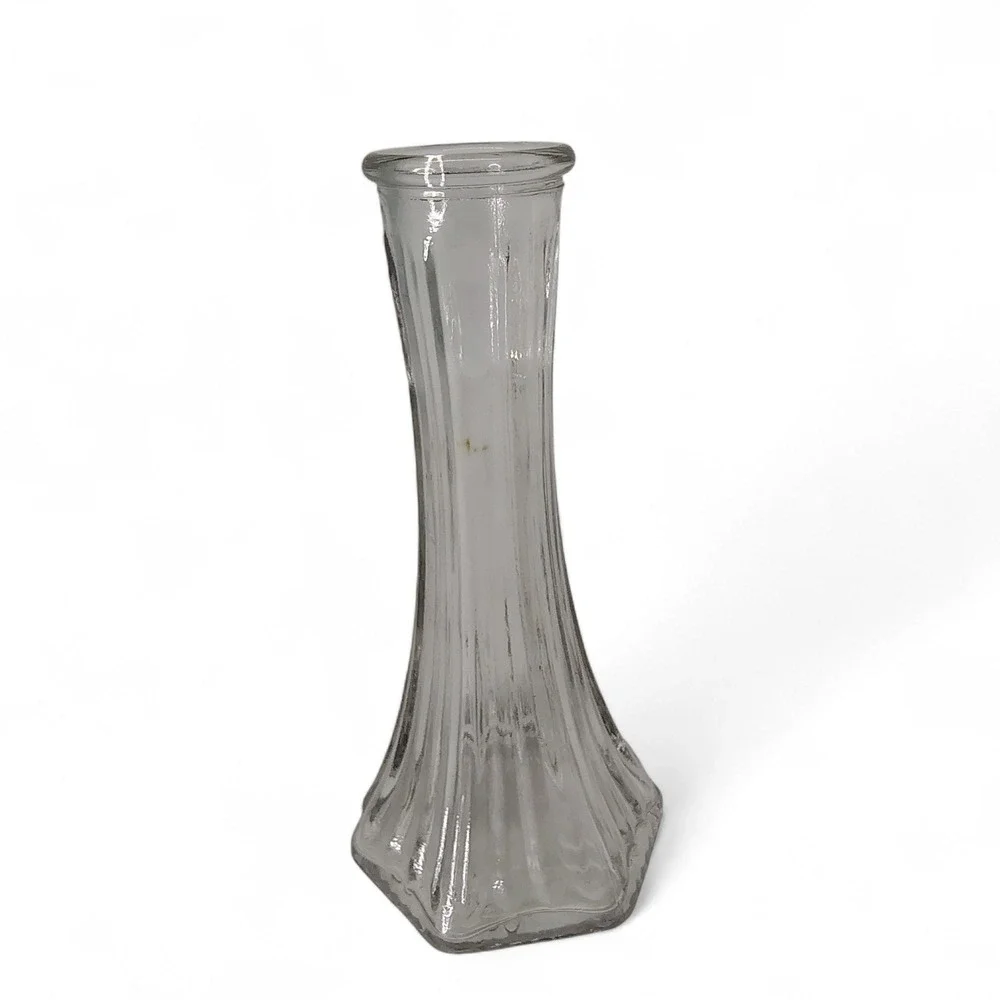EO BRODY Bud Vase Ribbed Glass Floral Vase Table Decor 6
